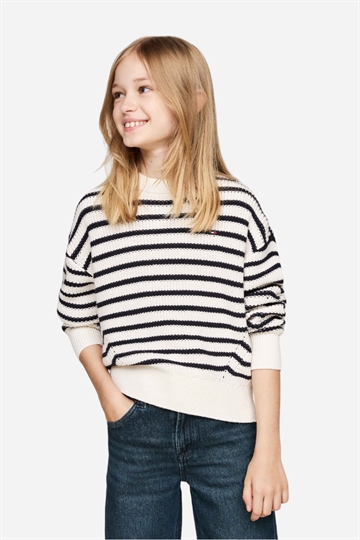 Tommy Hilfiger Essential Stripe Sweater - Ancient White / Desert Sky Stripe